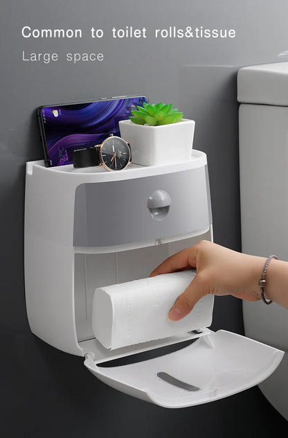 Portable Toilet Roll Paper Holder Plastic Waterproof Double Layer Paper Dispenser For Toilet Storage Box Bathroom Accessories